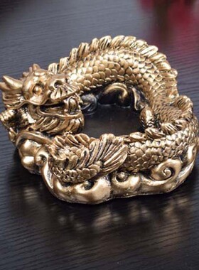 中式复古盘龙烟灰缸 时尚客厅办公室摆饰创意艺术工艺品烟灰缸