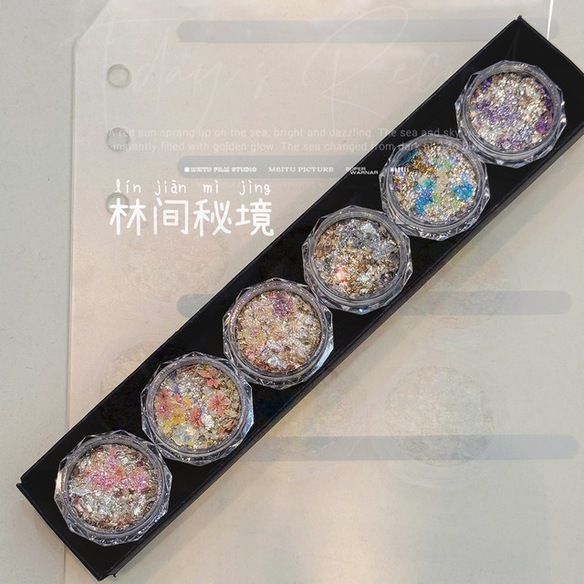 Manicure Dried Flower Cloud Brocade Pink Internet Celebrity Forest Secret Ultra-Thin Explosive Mixed Sequins Advanced Whitening Nail Decoration