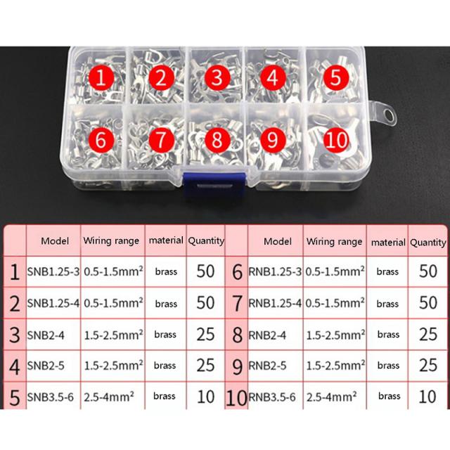 20Pcs/Box 10 In 1 Terminals Non-Insulated Ring 适用于k U-ty - 图3