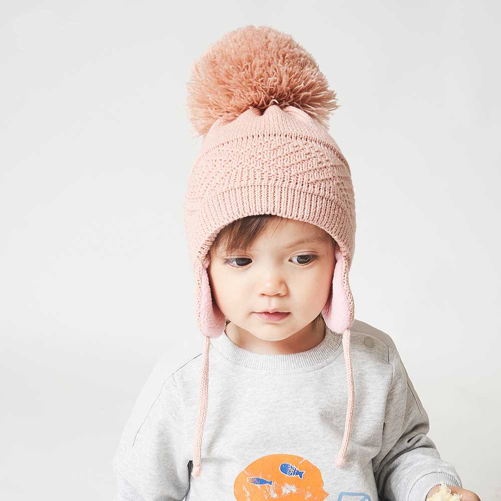 Wnter Kds Hat Bg Pompom Cartoon Cotton Knt Baby Beane H - 图3