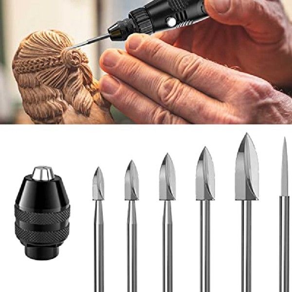 7Pc Wood Carving Tools,1/8Inch Shank HSS Engraving Drill - 图2