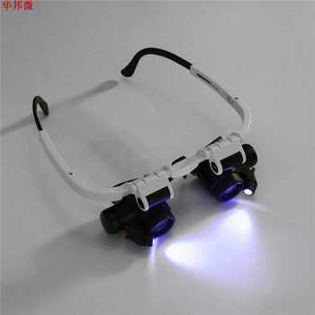 23X Adjustable LED Binocular Magnifier Double Eye Glasses Lo