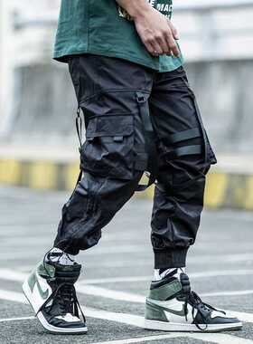 Harajuku jogger Hip hop Ribbon paratrooper Men's clothes mul