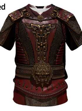 New Medieval Armor 3D Print T Shirt Men's Casual Funny Round