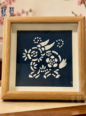 十二生肖摆台【南通蓝印花布】非遗文创相框摆台画框摆件手工艺品