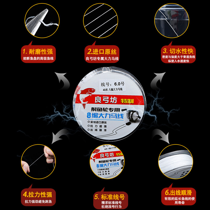 8编大力马鱼线射鱼轮用PE线封闭式渔轮弹弓射鱼镖良弓坊特制包邮,淘宝优惠券,粉丝福利购,淘宝优惠卷