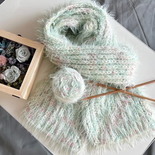 Hand diy knitted homemade warm plush scarf