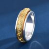 999 sterling silver six-character mantra rotatable gold ring