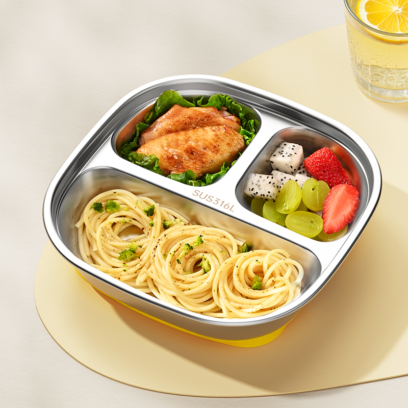 宝宝餐盘316不锈钢儿童分格盘分餐盘婴儿吸盘式辅食吃饭专用餐具 - 图1