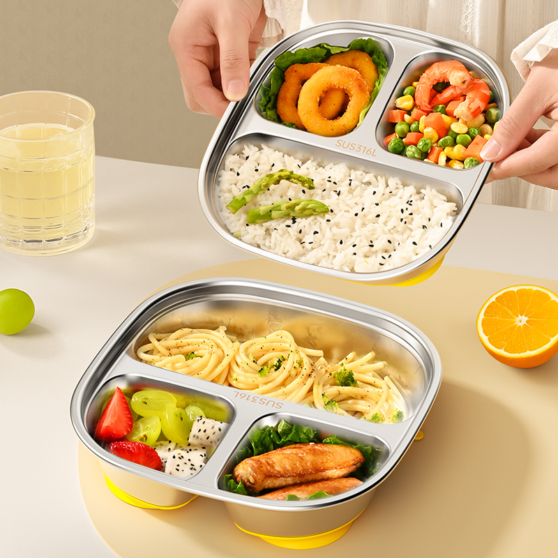 宝宝餐盘316不锈钢儿童分格盘分餐盘婴儿吸盘式辅食吃饭专用餐具 - 图3