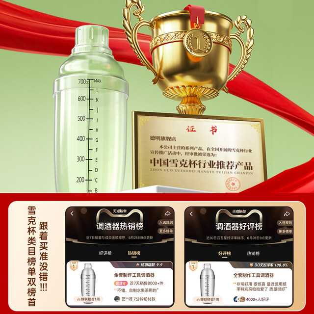 N0.1 Shake Cup Set, ວັດສະດຸ PC ທົນທານຕໍ່ຄວາມເຢັນແລະຄວາມຮ້ອນ