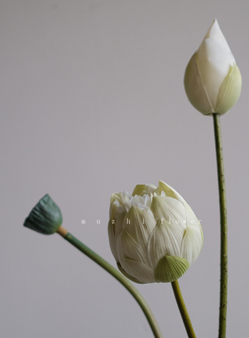 轻奢高端荷花仿真花客厅摆件