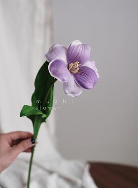 法式紫色布朗尼郁金香仿真花