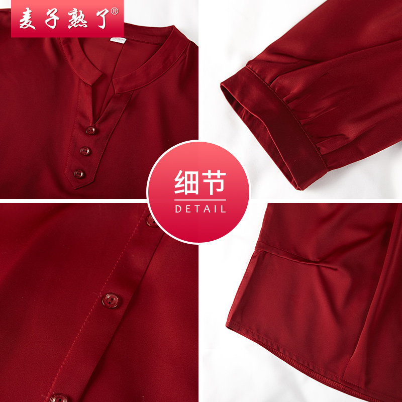 阔太太妈妈春装新款洋气雪纺t恤 麦子熟了中老年女装