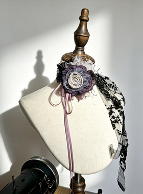 原创个性复古玫瑰花颈带项链发带