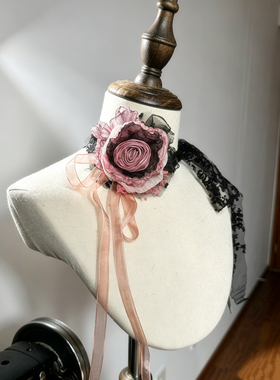 手作玫瑰花颈花choker百搭时尚