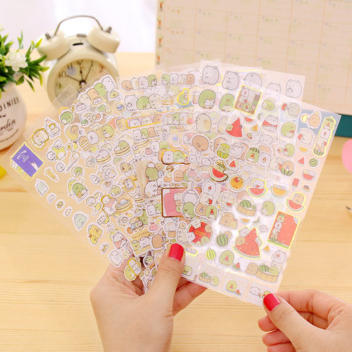DIY相册手账日记贴创意文具贴纸韩国圆滚兔透明装饰图案-图0