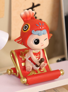 国潮好运锦鲤桌面摆件中式家居装饰创意闽南滴水兽手办文创纪念品