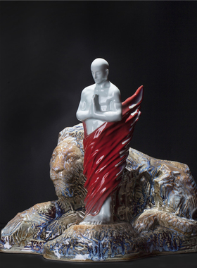 文殊菩萨艺术陶瓷雕像新中式礼品