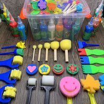 Mushroom Head Sponge Painting Brush Watercolor Paint Send Containing Box Children Fine Art Painting Tuo Print DIY Kindergarten Suit