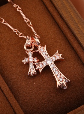 双十字架毛衣链男女潮流简约百搭高级感叠戴毛衣链小众轻奢吊坠