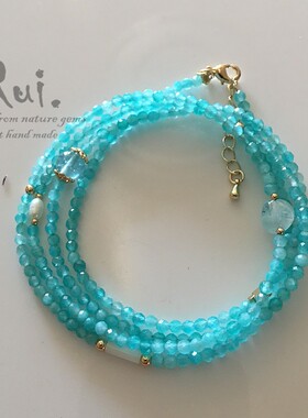 瑞铺原创风刻面冰种蓝绿补水手链