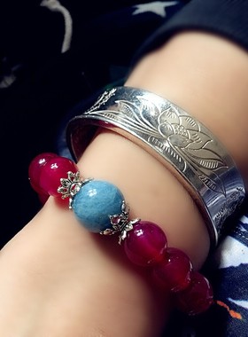 瑞铺活佛帝王风超大海蓝宝手链