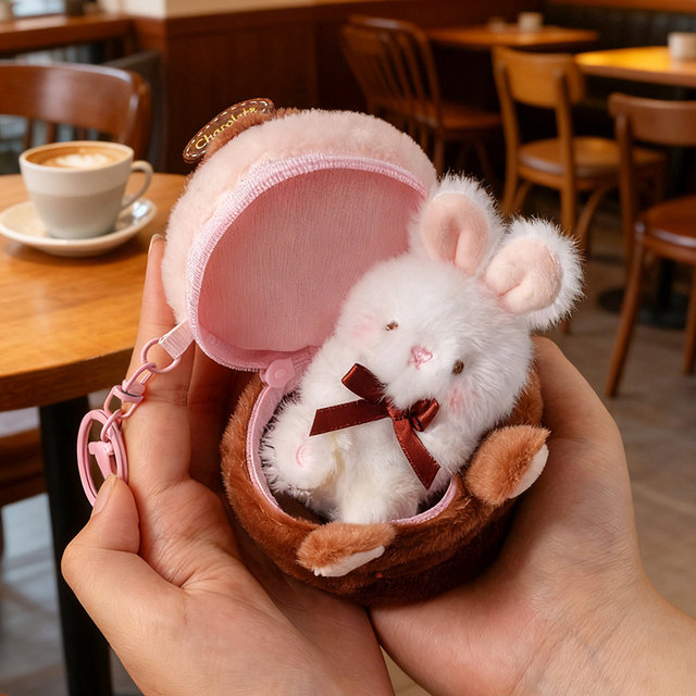 Genuine original cute creative chocolate house bunny plush doll couple bag pendant girl gift