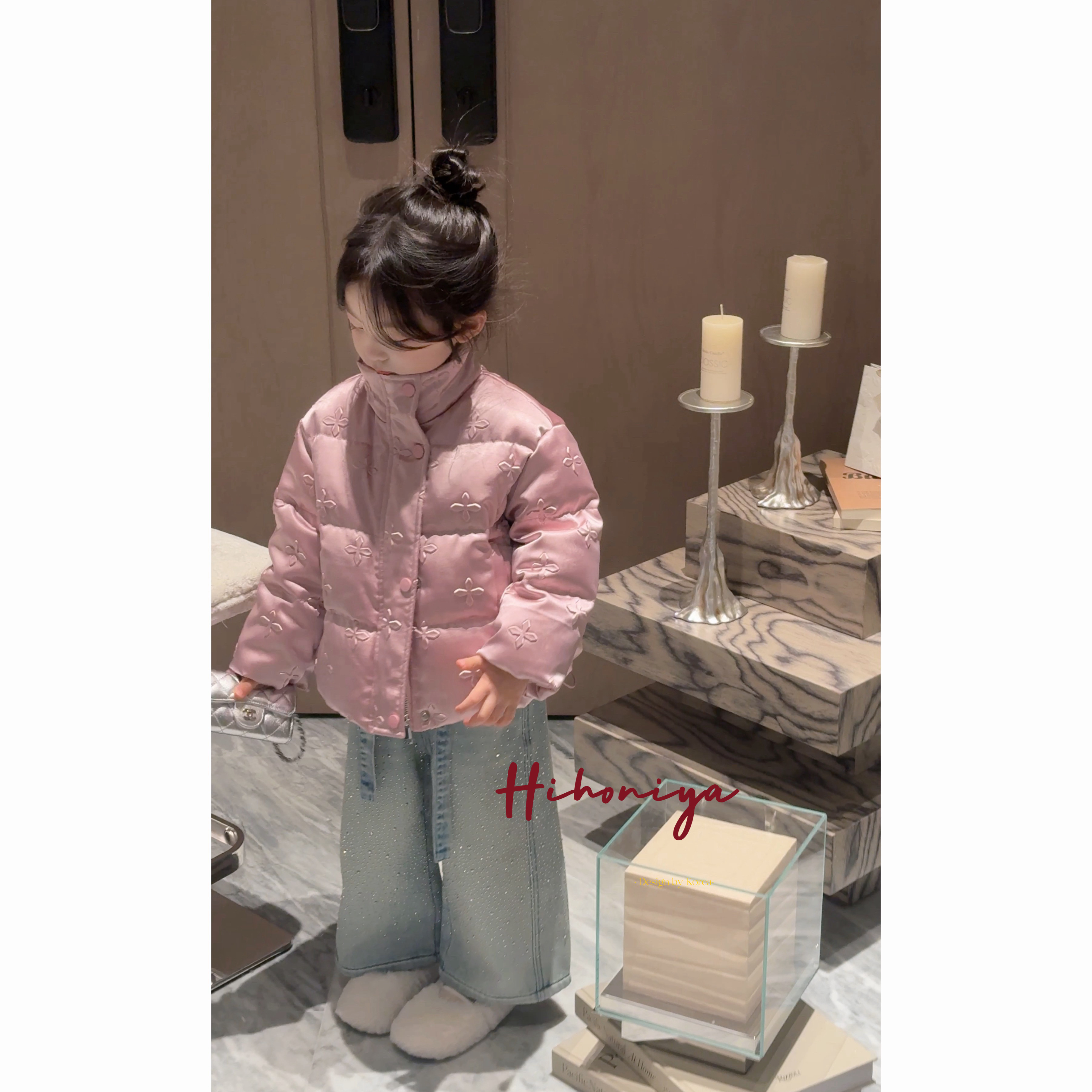 Spring韩国童装2026冬季新款亲子甜美粉色立领羽绒服女童保暖外套,淘宝优惠券,粉丝福利购,淘宝优惠卷