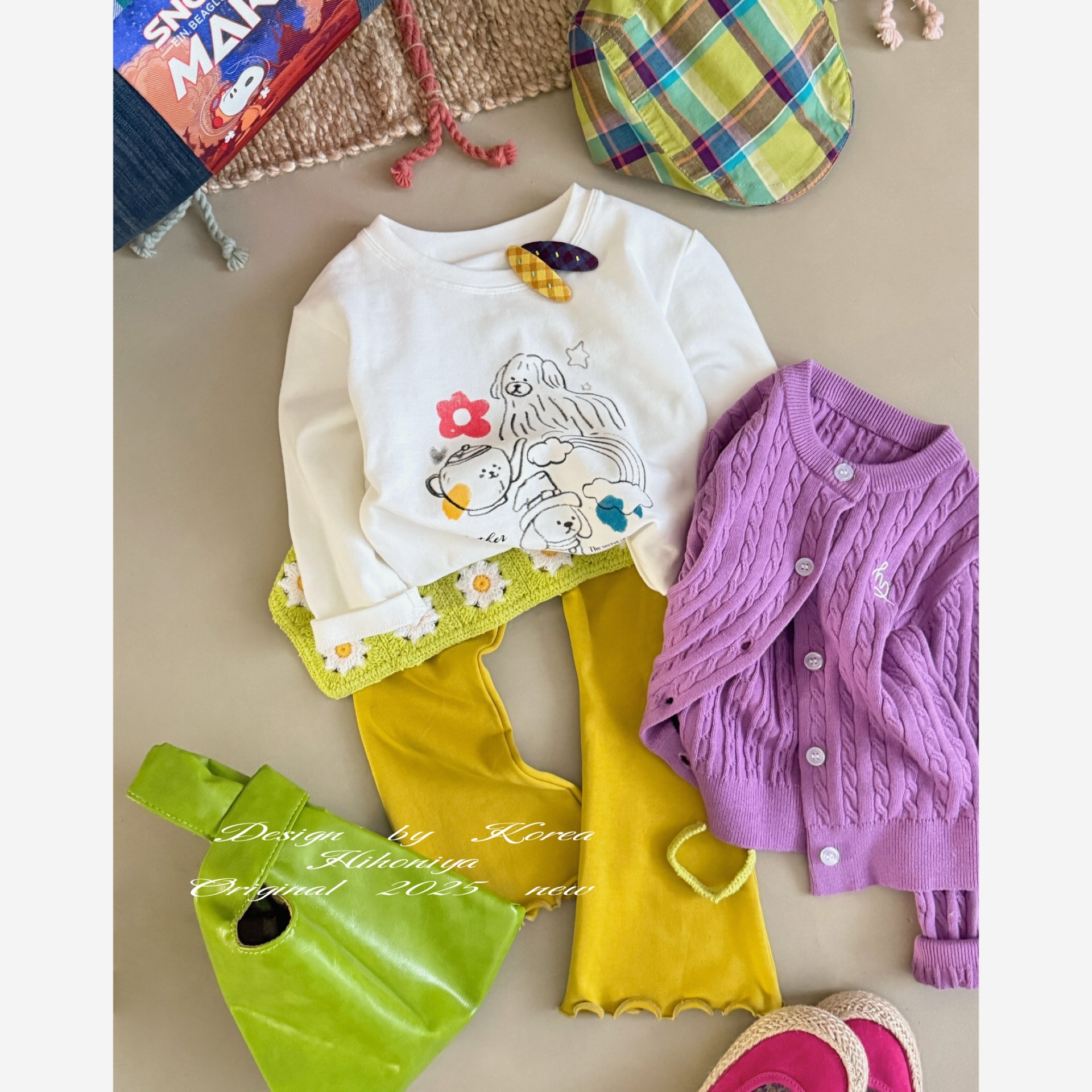 Spring韩国童装2025年秋季新款亲子涂鸦小狗长袖T恤女童圆领卫衣,淘宝优惠券,粉丝福利购,淘宝优惠卷