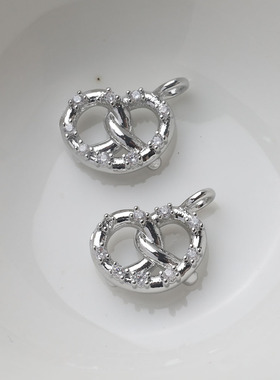 14K电镀真金保色爱心面包吊坠diy手作串珠项链手链耳饰材料配件