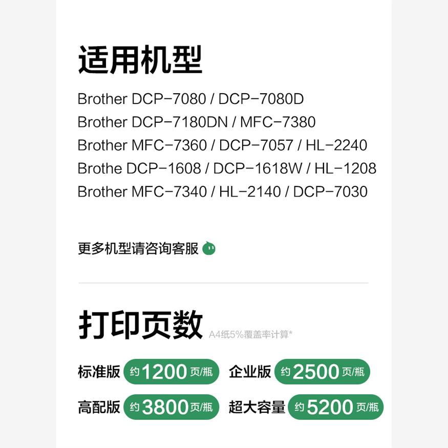 适用兄弟打印机墨粉dcp1618w 1608 7080d 7057 7180dn 7030 mfc73 - 图1