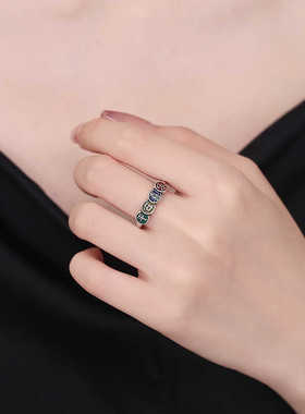 新品民族风平安喜乐戒指女国潮开