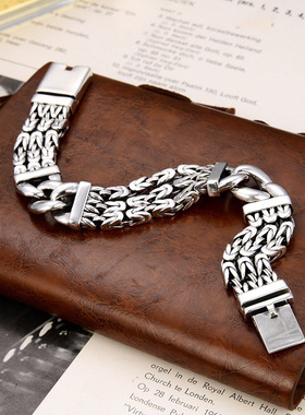 新品新款重工编织平安纹手链宽14