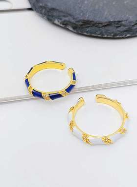 新品珐琅滴釉戒指女小众设计高级