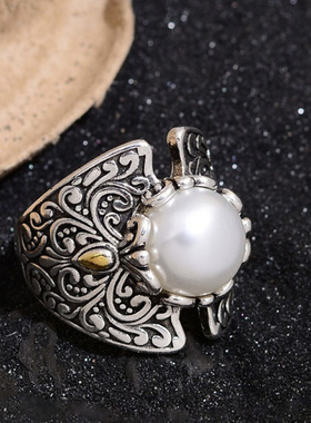 「万物起源」设计复古风戒指浮雕