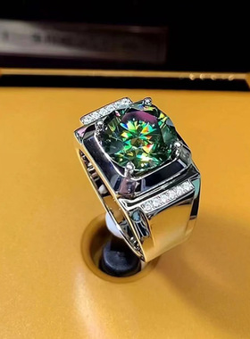 s925银莫桑钻戒指5克拉男戒