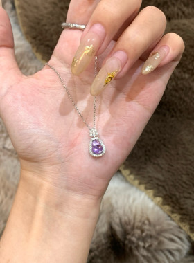 轻奢高级感闪钻紫色小葫芦吊坠项