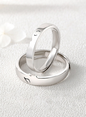 新款一吻定情情侣对戒一对款小众