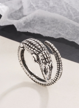 新品鳄鱼戒指ring女小动物可爱首