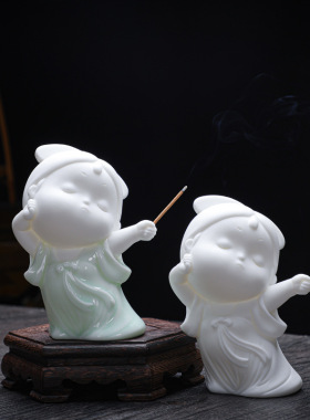 创意古典小仕女陶瓷摆件可爱家居装饰品香薰炉客厅书房线香插香座