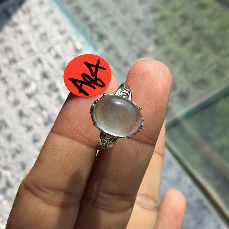 Special offer, free shipping, worry-free aquamarine large cabochon ring
