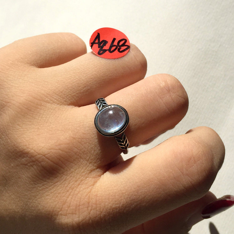 Natural aquamarine ring free shipping retro copper holder