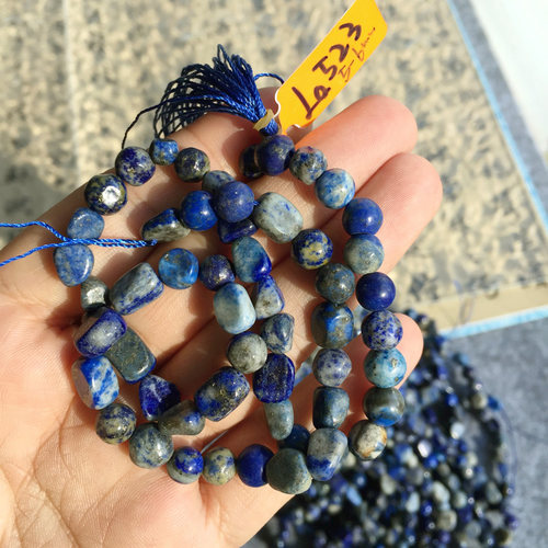Sweet裸石 天然原矿无忧化青金石 碎石随型半成品珠链 6mm+ 特价 - 图2
