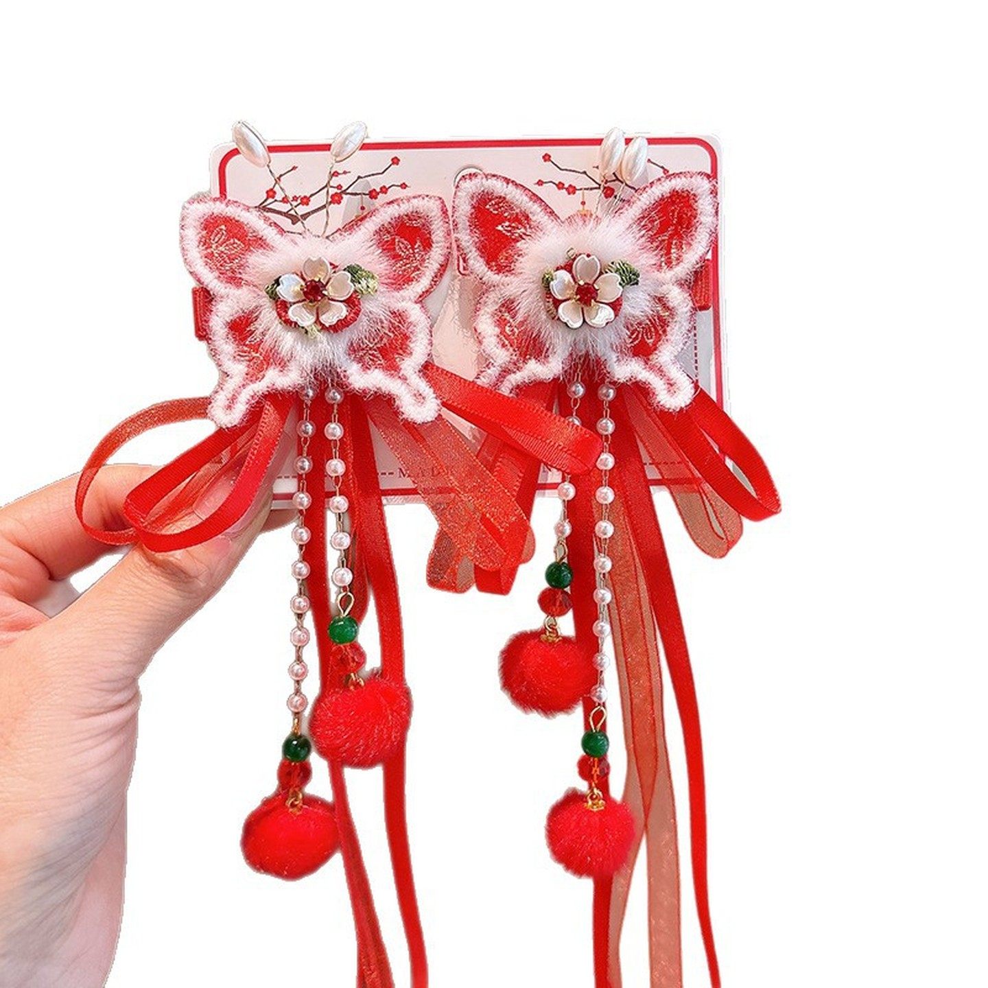 儿童新年发饰红色发夹2026马年蝴蝶古风过年宝宝头饰汉服拜年发卡,淘宝优惠券,粉丝福利购,淘宝优惠卷