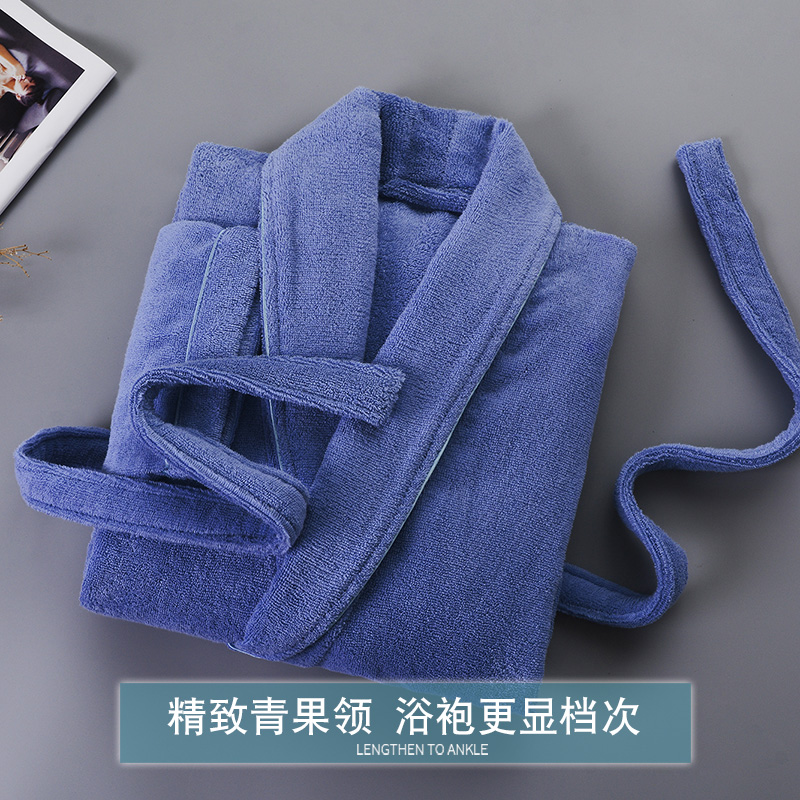 纯棉男女中长款全棉毛巾料浴袍 罗米顿睡袍/浴袍