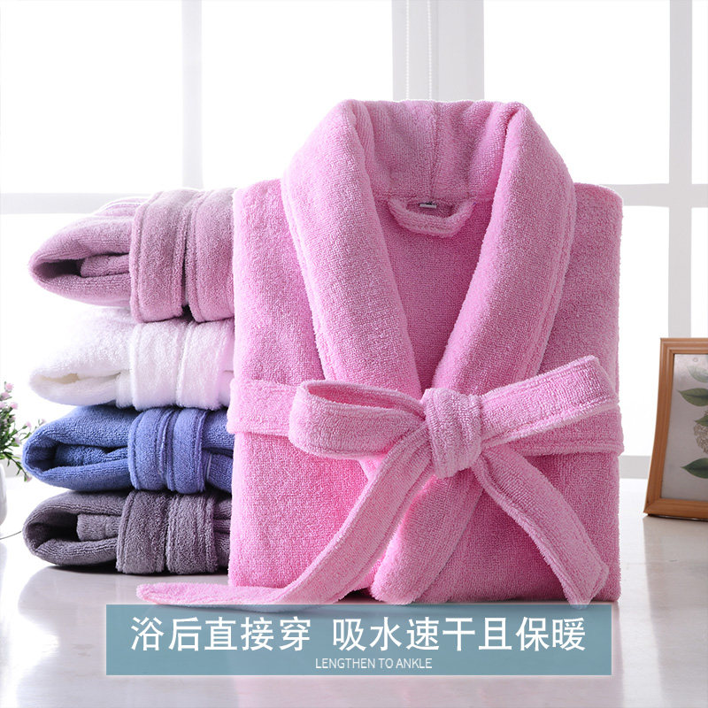 纯棉男女中长款全棉毛巾料浴袍 罗米顿睡袍/浴袍