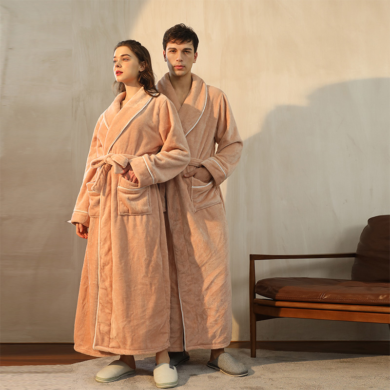 加长款男女秋冬季2022珊瑚绒睡袍 罗米顿睡袍/浴袍