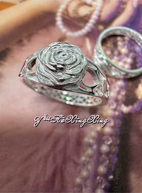 有颗星星女S925浪漫玫瑰爱心戒指