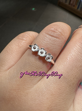 有颗星星女S925银精致小花戒指